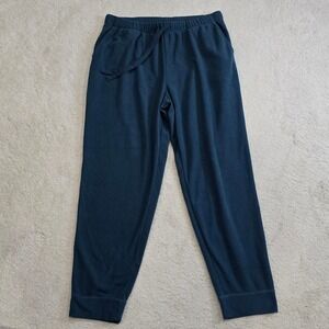 David Archy Fleece Lounge Pants Teal Elastic Waist Drawstring Pockets XL Jogger